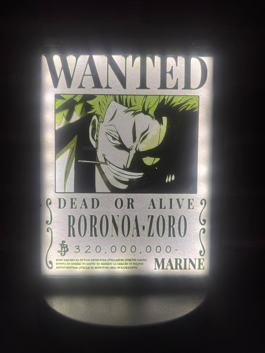 RORONOA ZORO POSTER - ONE PIECE | LED FRAME